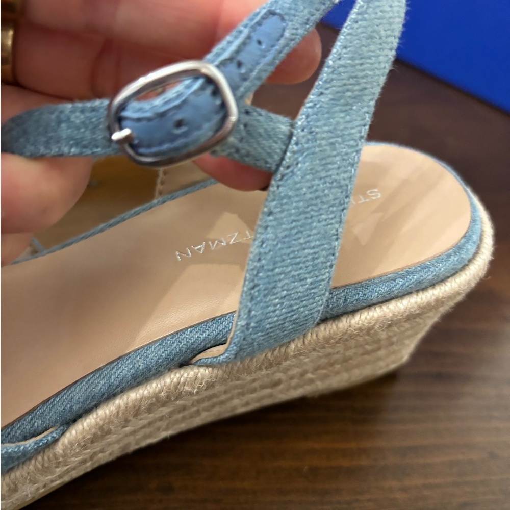 Stuart Weitzman Denim Blue Espadrille Wedges - Picture 6 of 10